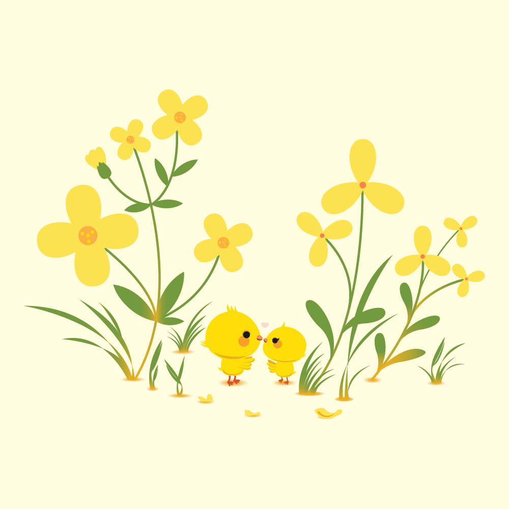Chicken Couple Illustration